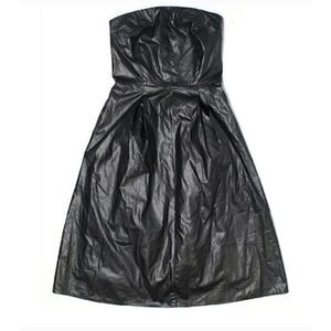 Leith Black Faux Vegan Leather Strapless Dress Size 4